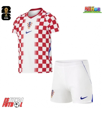 Croacia Primera Equipación Niños Mundial 2026 Manga Corta (+ Pantalones cortos)